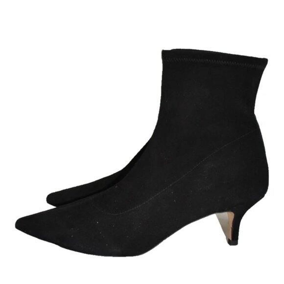 $350 Coach Restored Jade Bootie SUEDE BLACK POINTY GOLD "C" HEEL SOCK 9.5 (MG12) - Picture 4 of 7